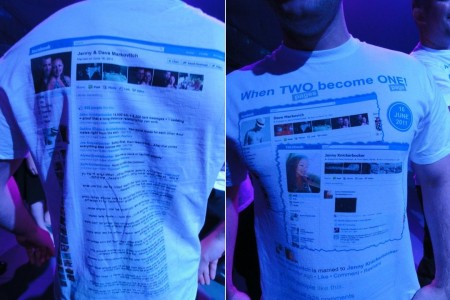 Facebook wedding shirt by Arik Sofer. Photos by Zipi Sofer