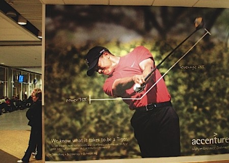 tiger woods ad at Gothenburg, Sweden airport, photo by ronen dorfan